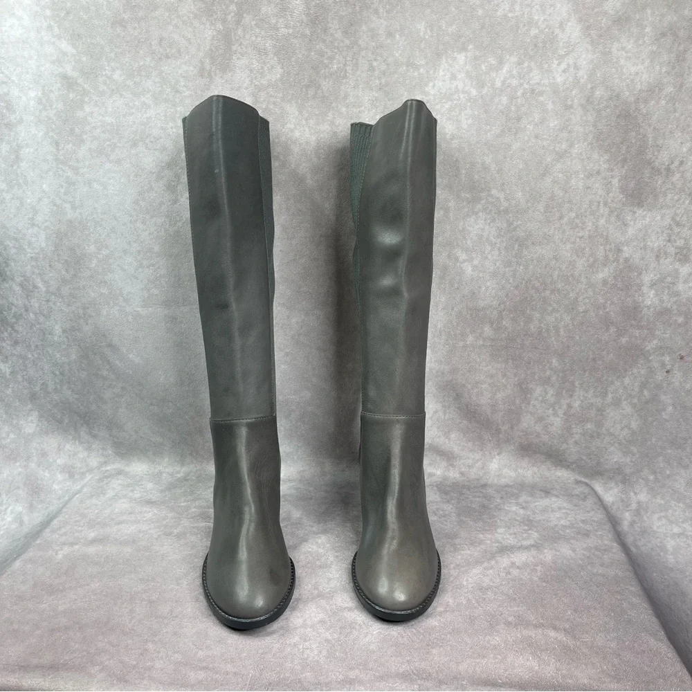 Eileen Fisher Destry Leather Knee Boots‎ In Graphite Gray Women's Size 5